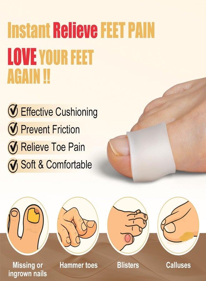 بنرسكتر واقيات أصابع القدم المصنوعة من السيليكون من Pnrskter - أكمام أصابع القدم، أغطية أصابع القدم لأصابع القدم المطرقية، وأصابع القدم المتداخلة، والبثور، والمسامير، وفقدان أظافر القدم (8 قطع للمقاس المتوسط، 4 قطع للمقاس الكبير) - Image 2